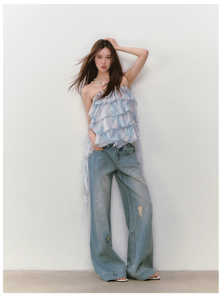 Ribbon-Strap Cake Top & Skirt Set