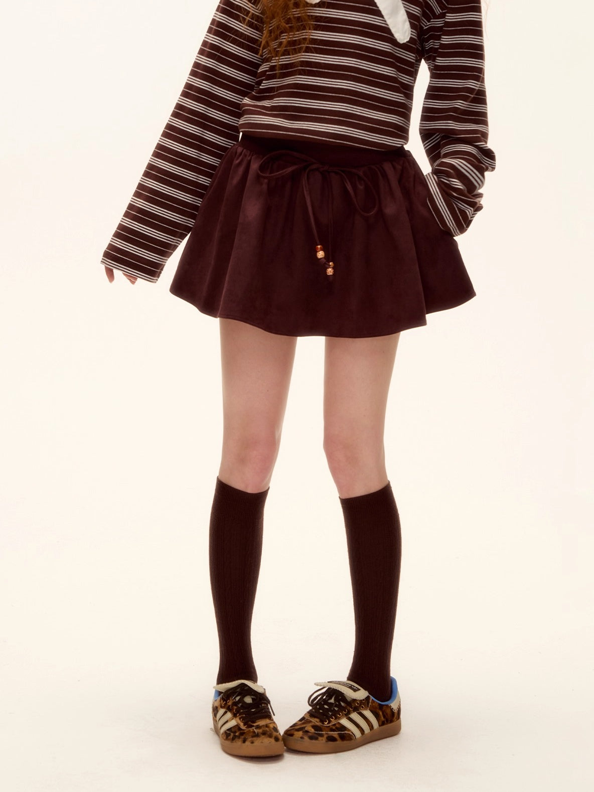 Suede Beaded Mini Skirt