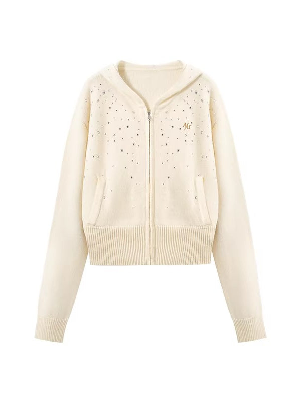 Starry Gradient Crystal Knit Cardigan