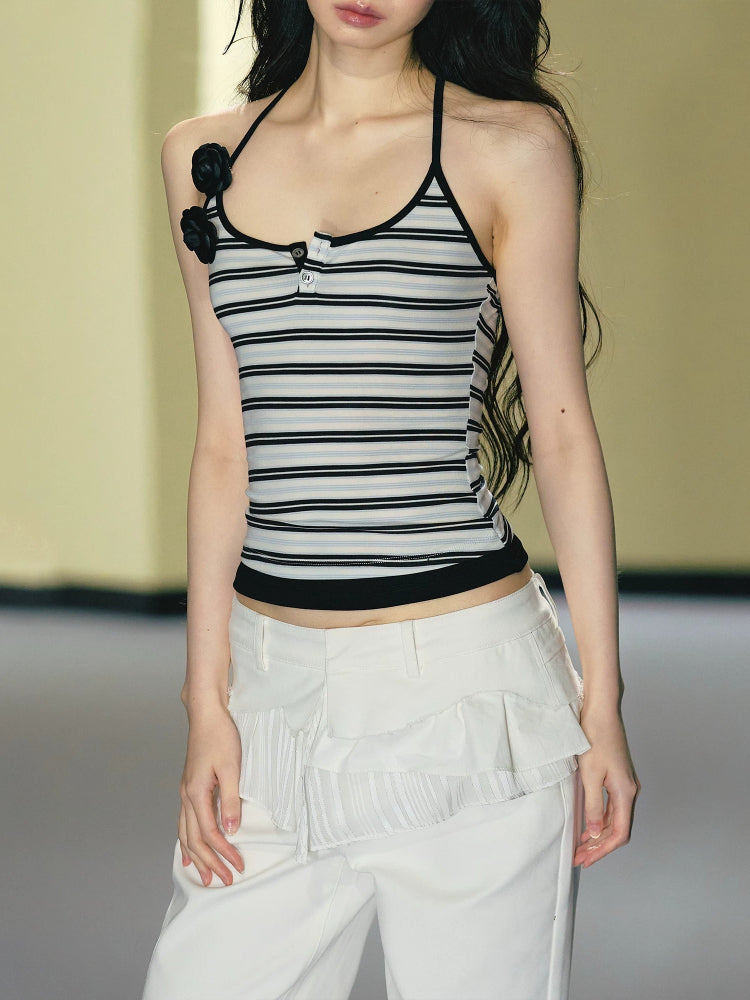Camellia Stripe Halter Tank