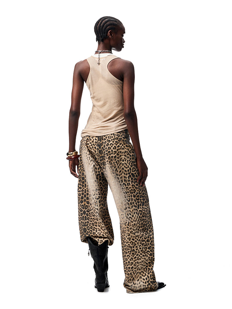 Floral Rhinestone Semi-Sheer I-shaped Tank Top