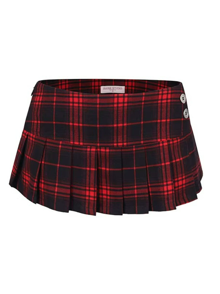 Plaid Pleated Mini Skirt