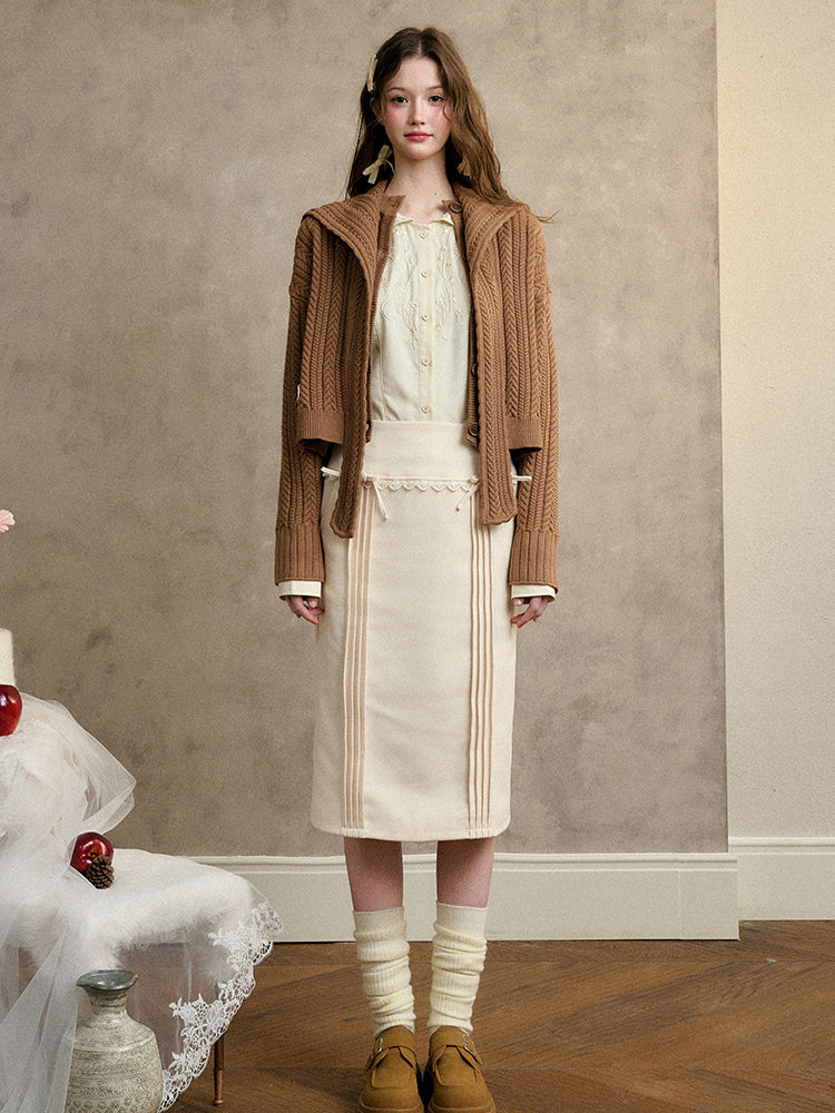 A-Line Heavy Pleated Bow Skirt