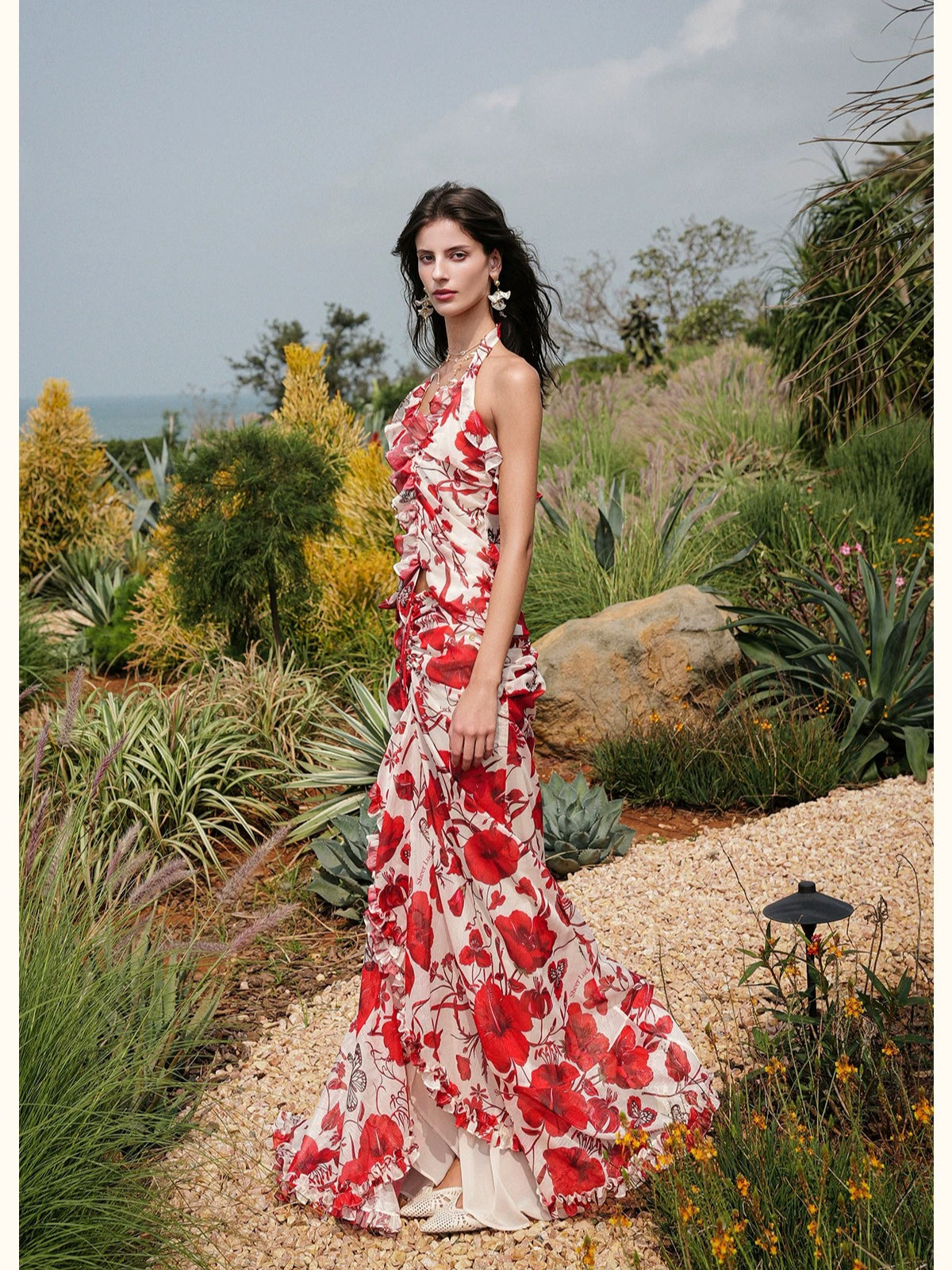 Floral Halter Top Skirt Set
