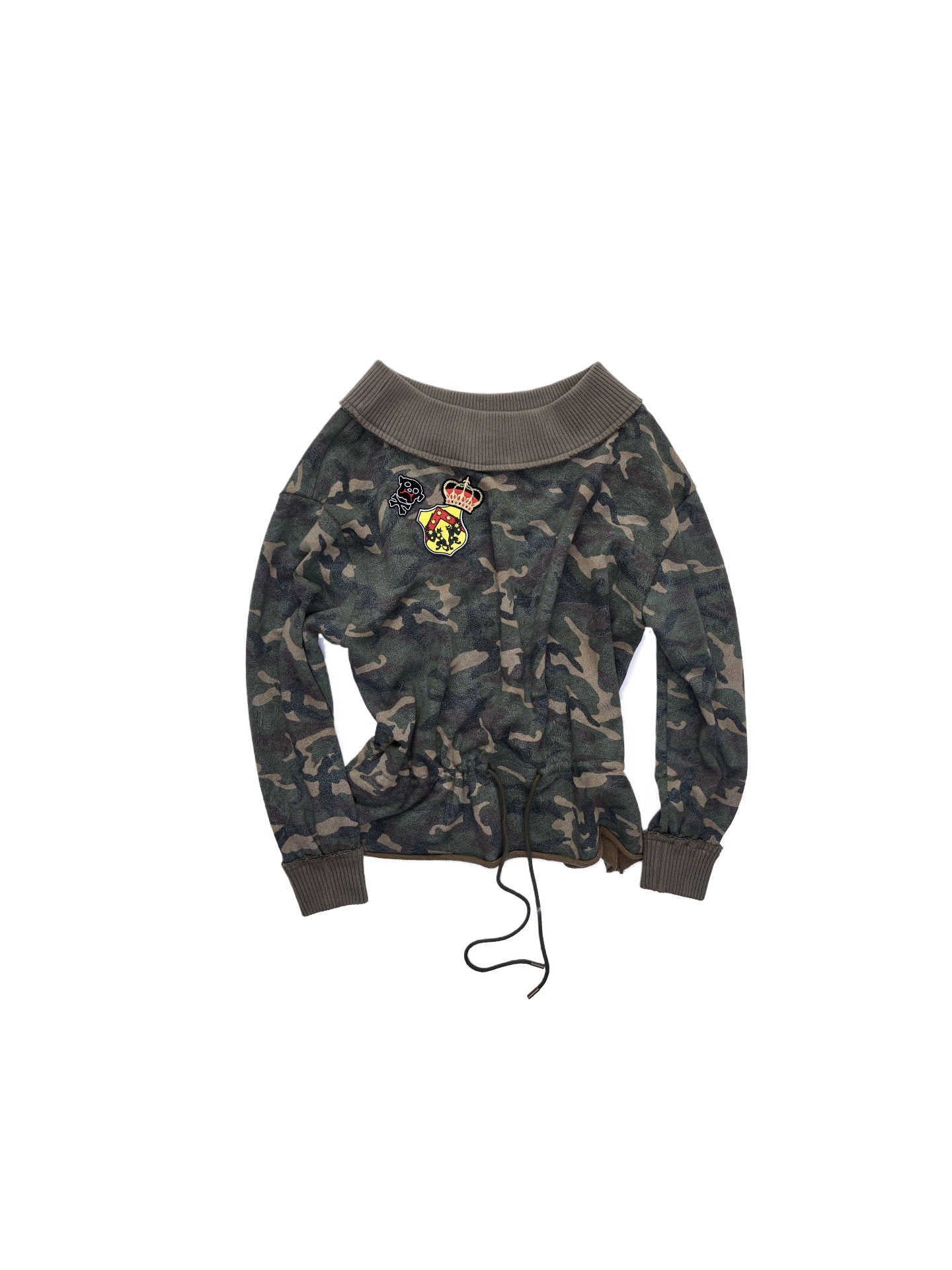 Camo Off Shoulder Sweatshirt