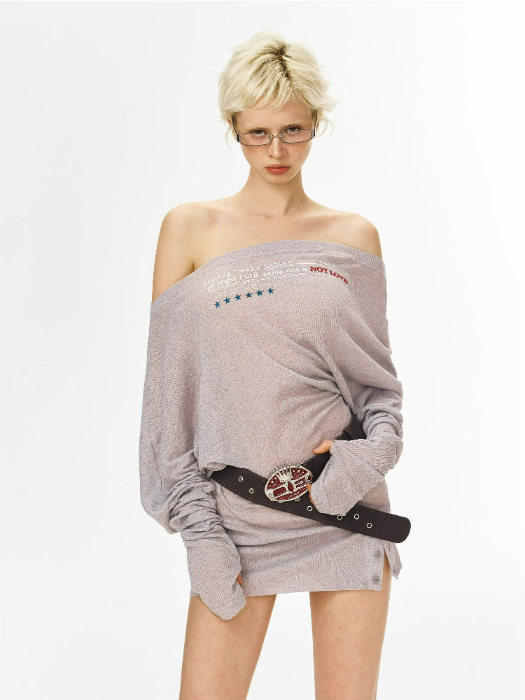 Love Order Asymmetrical Off-Shoulder Sheer Layered Dress