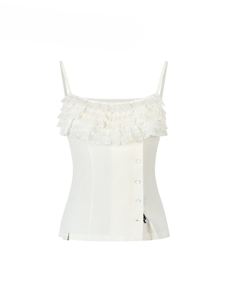 Multi-layer Neckline Waist-cinching Sling Vest