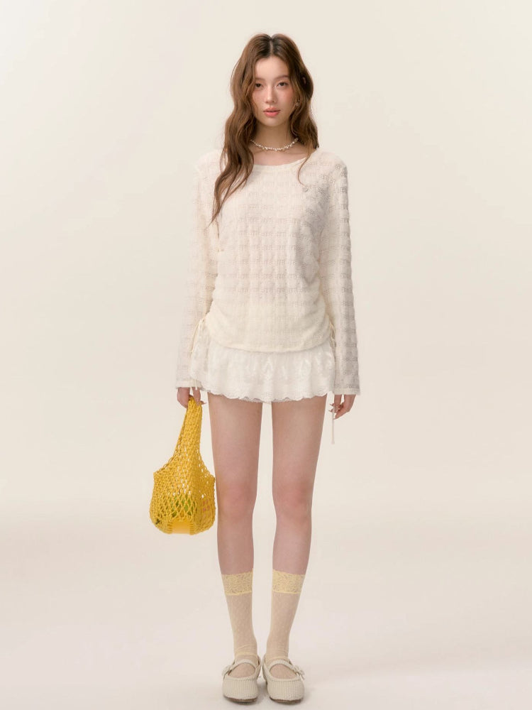 Long Sleeve Lace Patchwork Cover-up