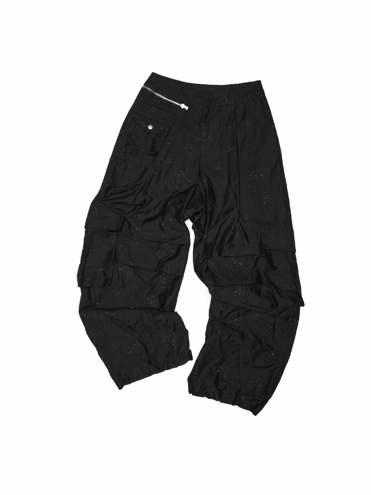 Jacquard Embroidered Multi-pocket Cargo Pants