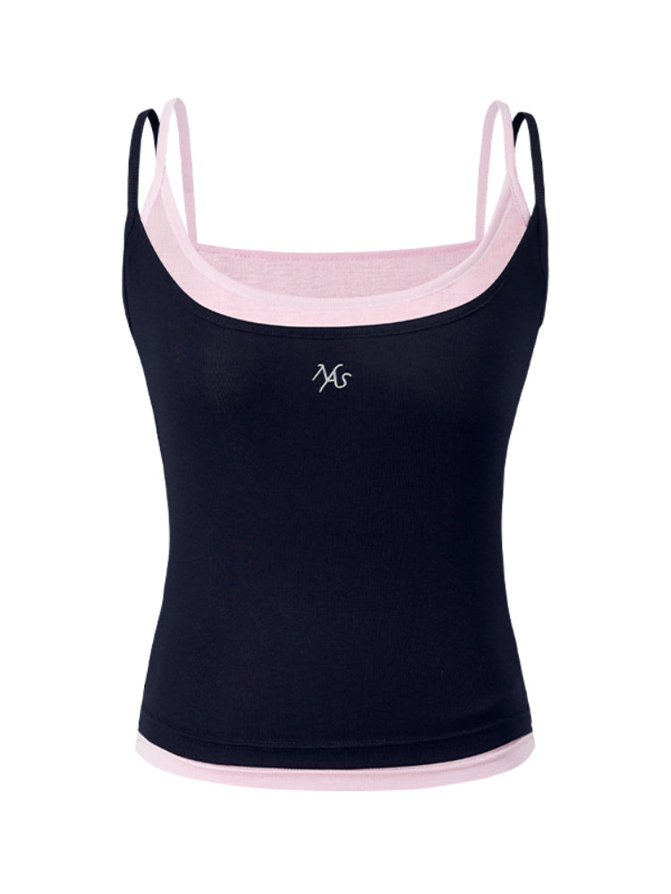 Fake Two-Piece Color-Block Splicing Vest