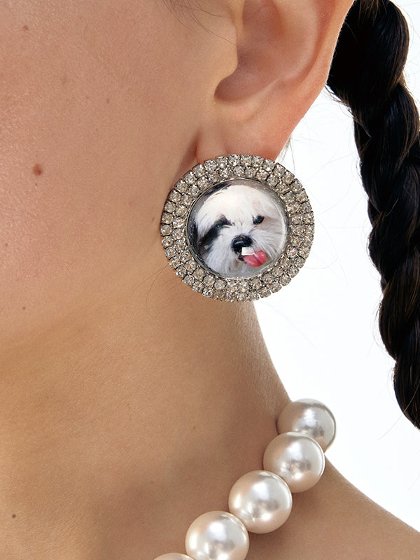 Cat & Dog Gem-Studded Animal Earrings