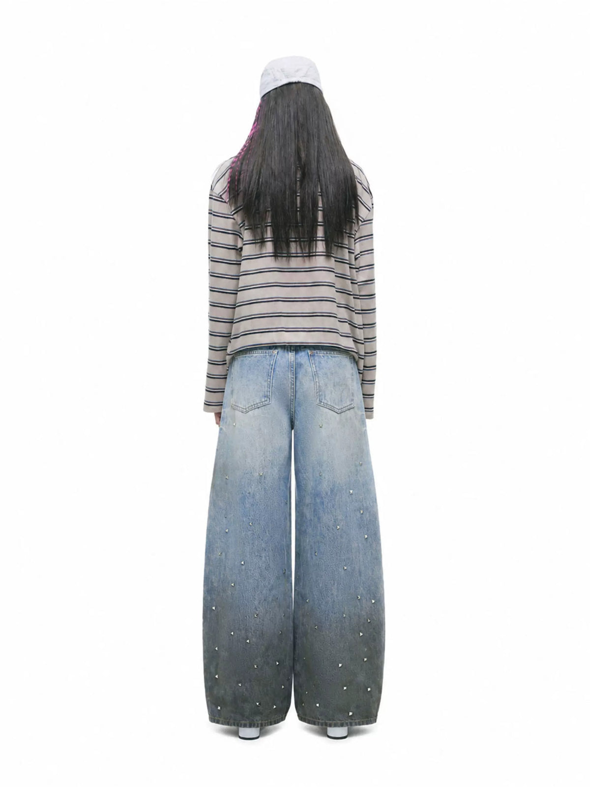 Gradient Whisker Wide Leg Jeans