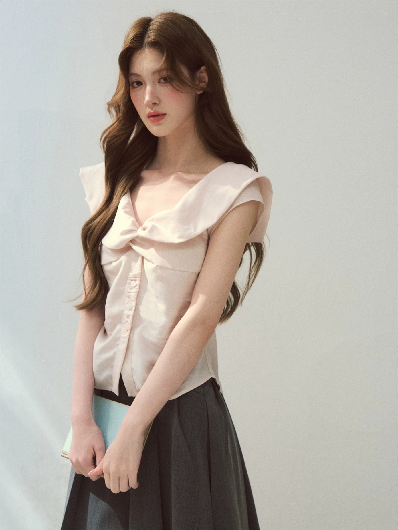 Pink Lyocell Twist Blouse
