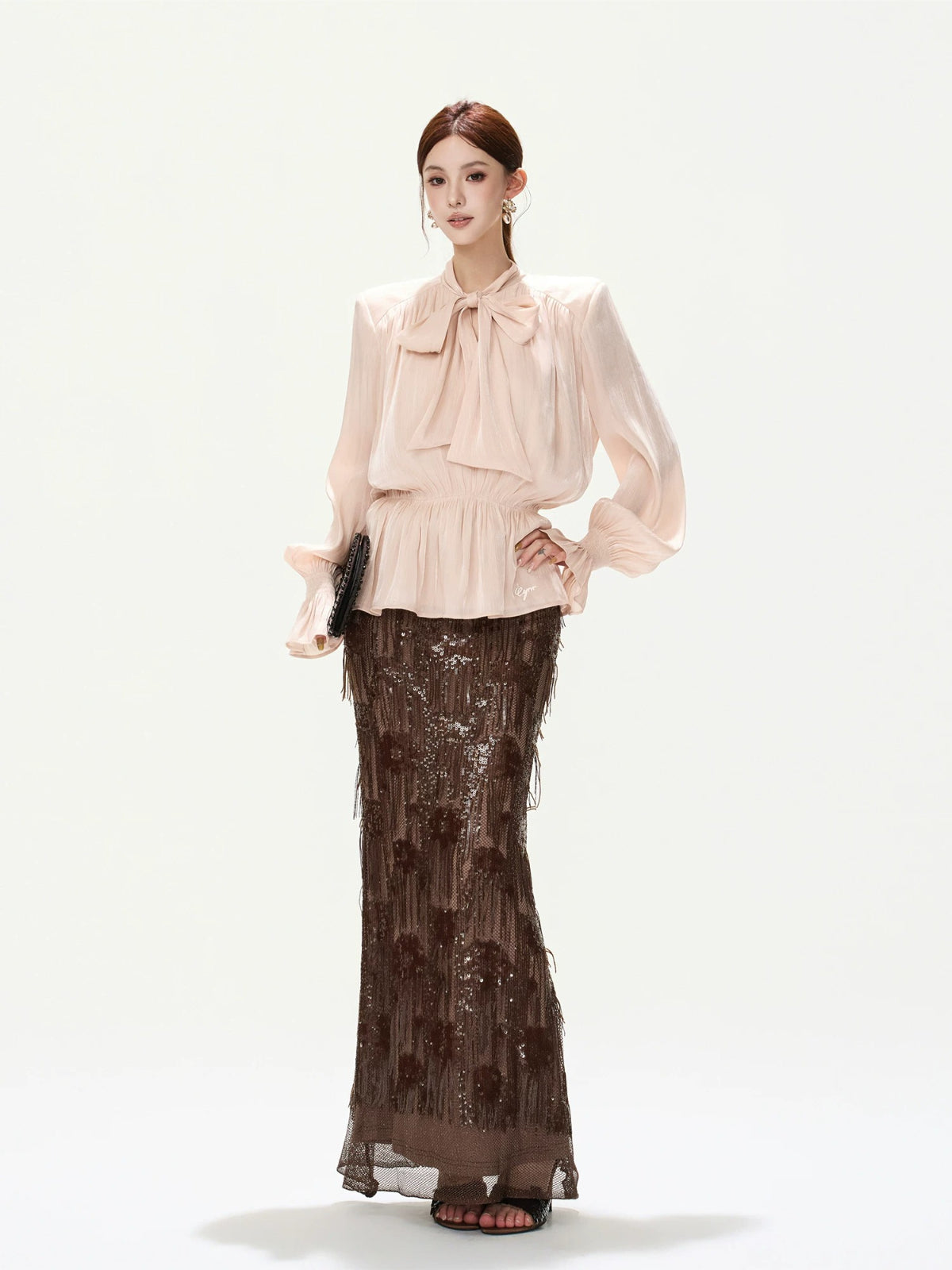 Bow Lantern Sleeve Blouse