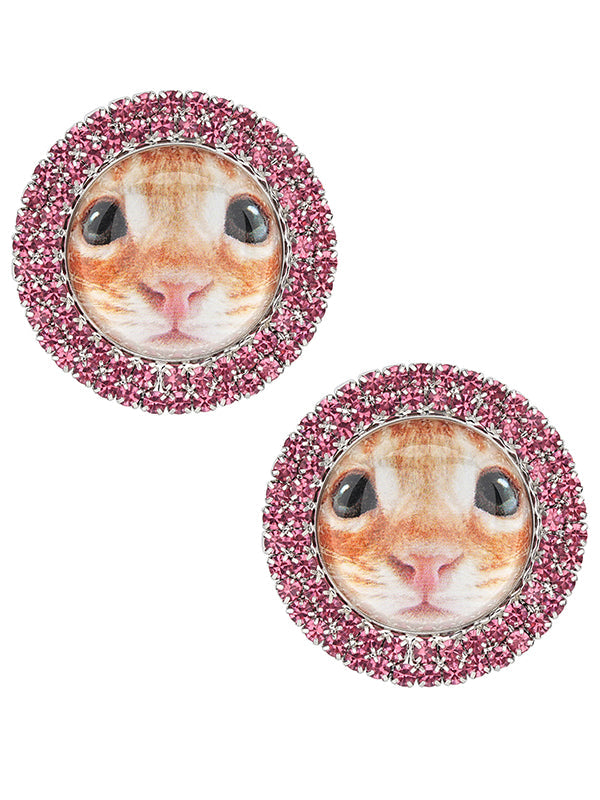 Cat & Dog Gem-Studded Animal Earrings