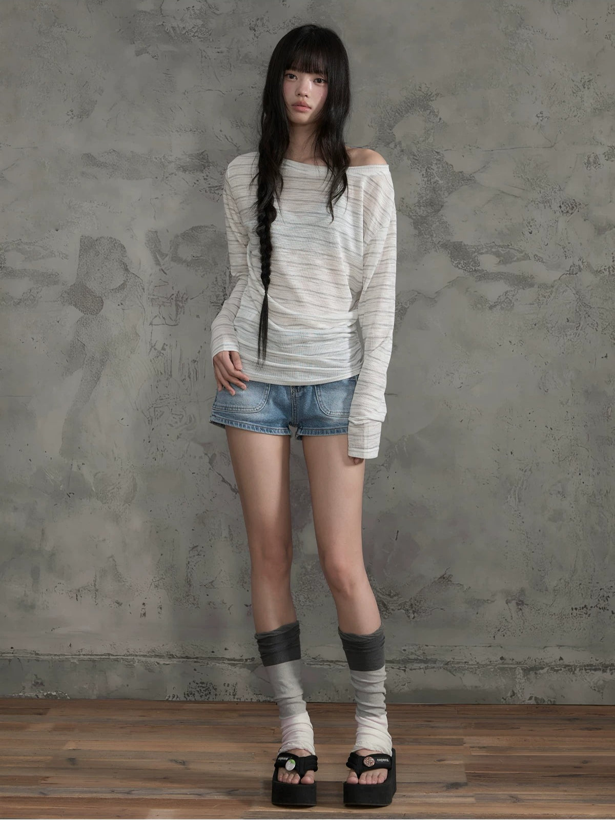 Washed Denim Shorts