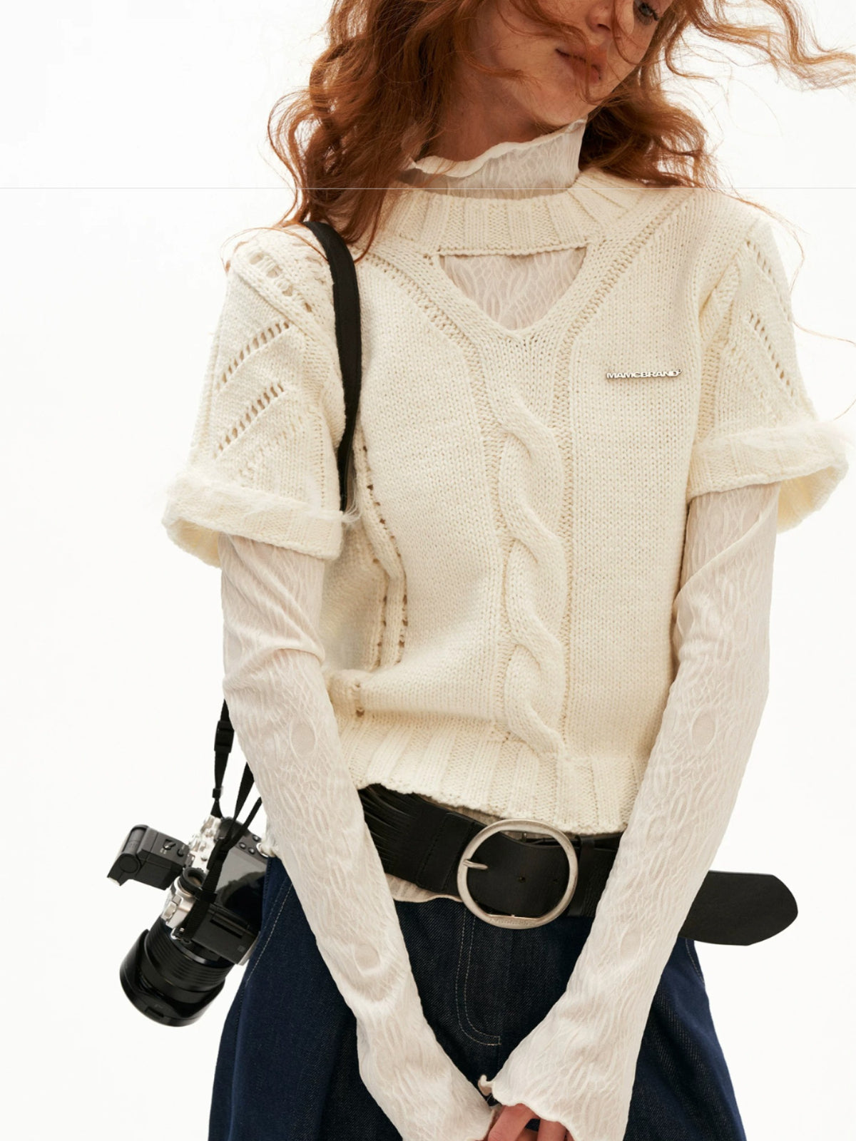 Mock Neck Lettuce-Edge Top