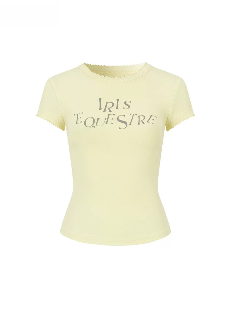 Letter Print Fitted T-shirt