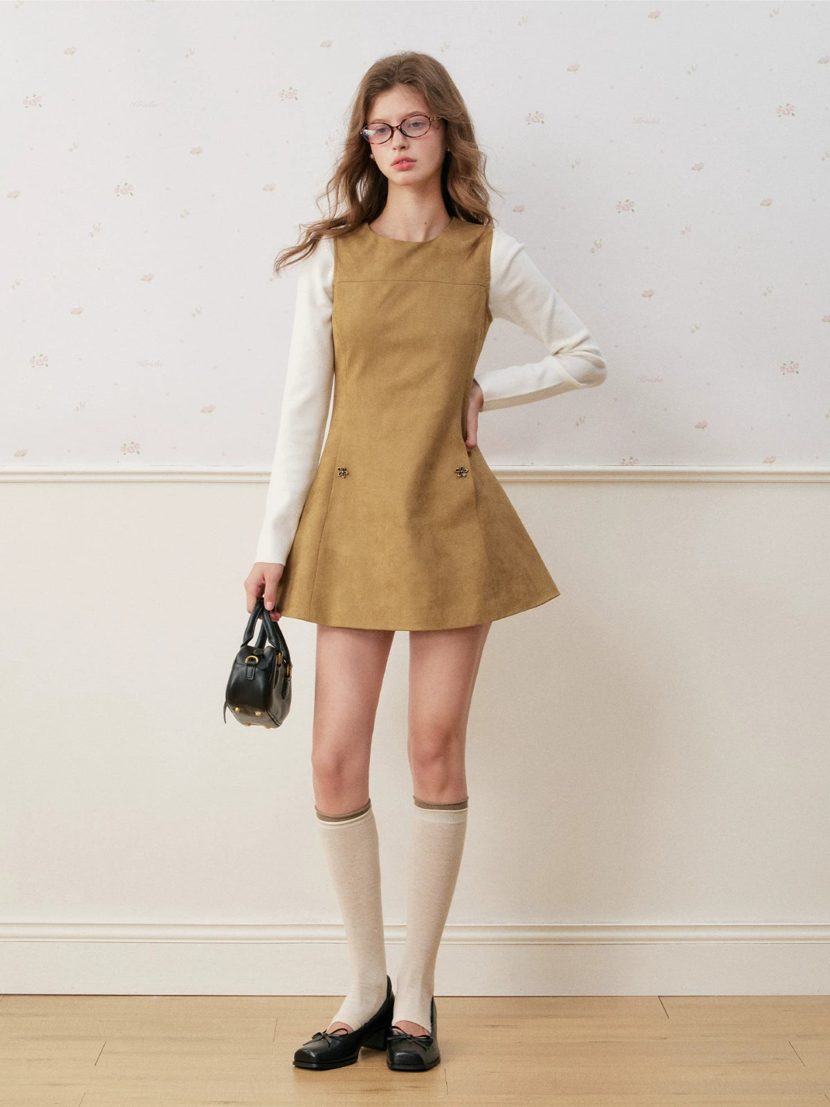 Suede A-Line Mini Dress