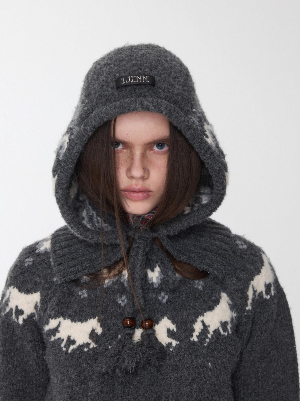 Fair Isle Pony Jacquard Knit Balaclava Hat