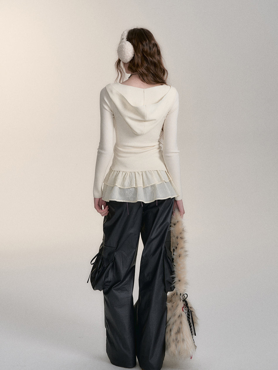 Wool-Blend Hooded Blouse