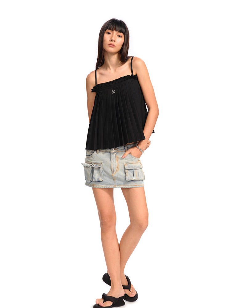 Accordion Pleated A-Line Loose Vest Sling