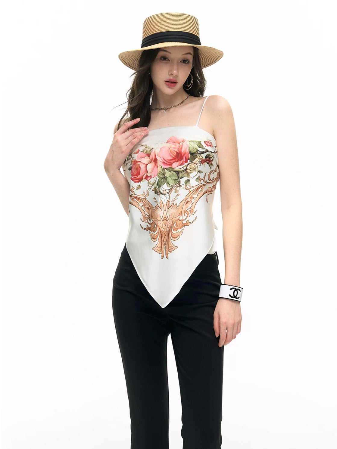 Air Garden Satin Scarf Top
