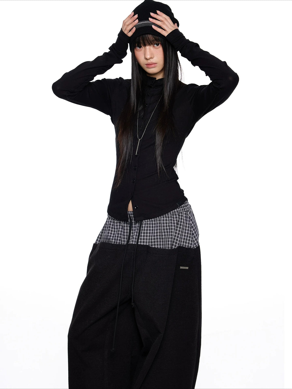 Slim Pleated Long Sleeve Top