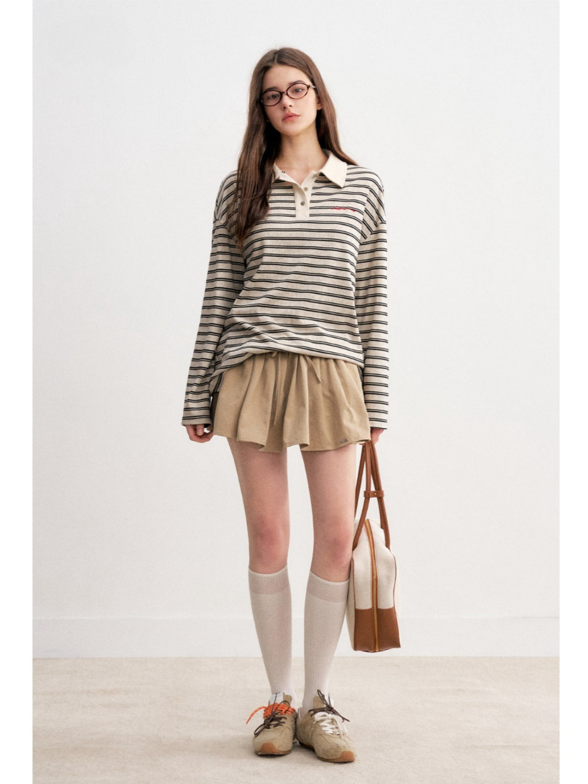 Retro Striped Relaxed Polo Top