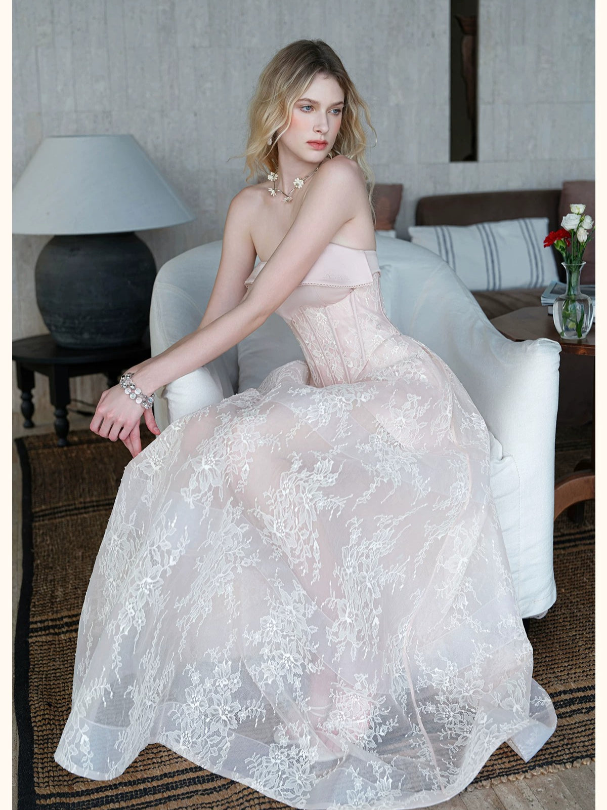 Collar Layered Tulle Mini Dress