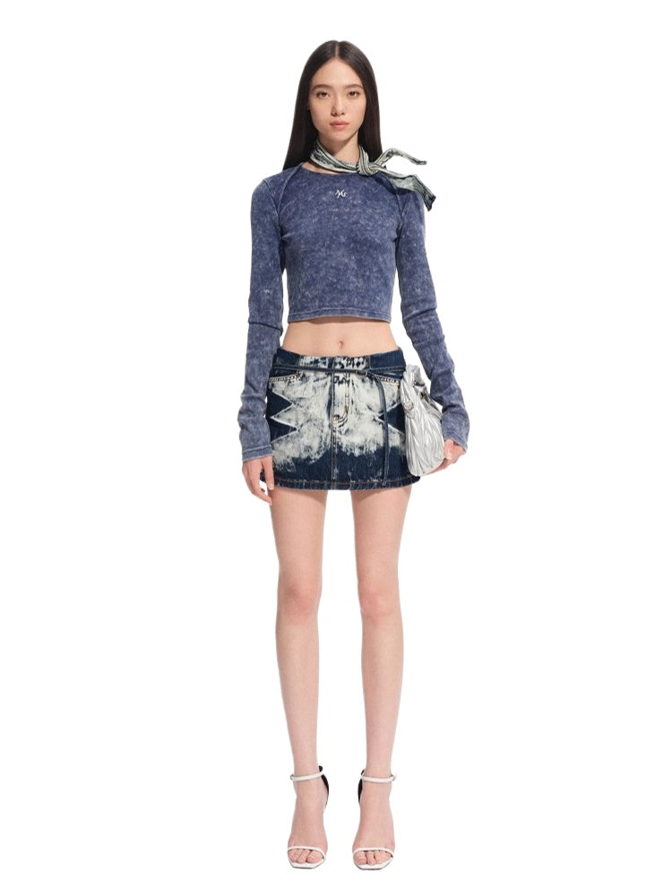 Washed Denim Long-Sleeve T-shirt