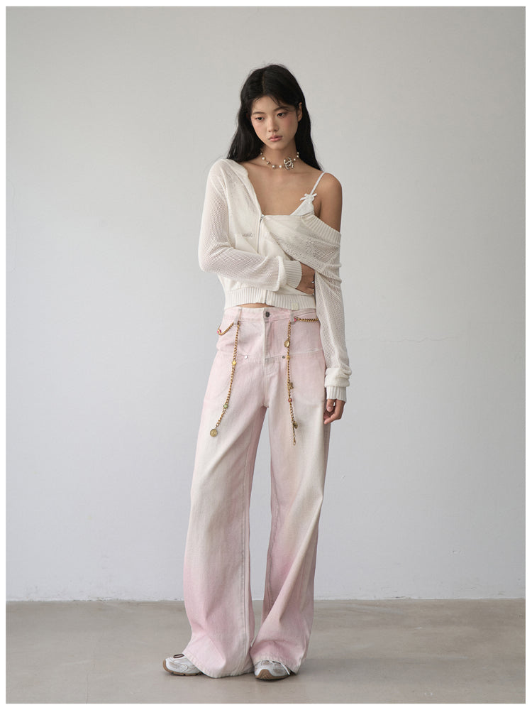 Pink Washed Distressed Jeans