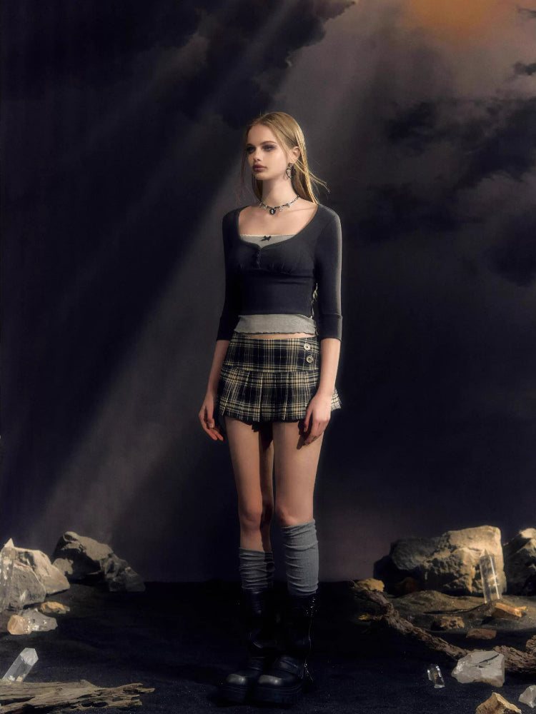 Plaid Pleated Mini Skirt