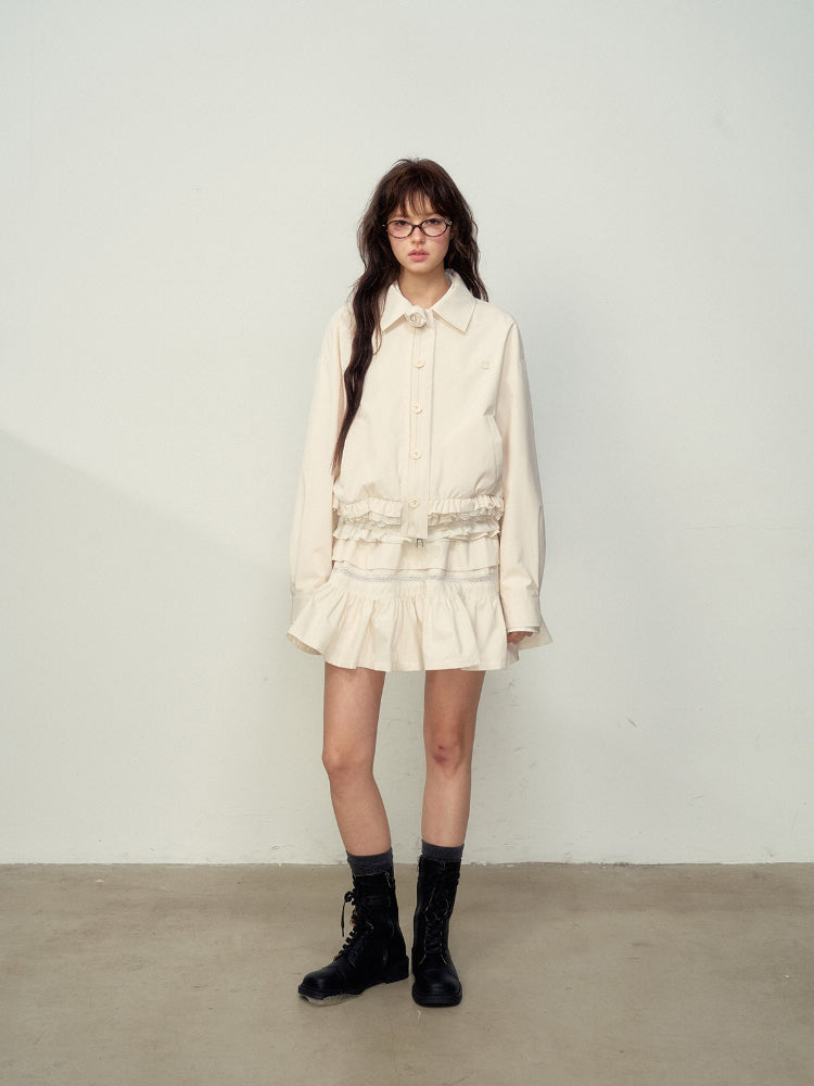 Lace-Trimmed Jacket & Skirt Set