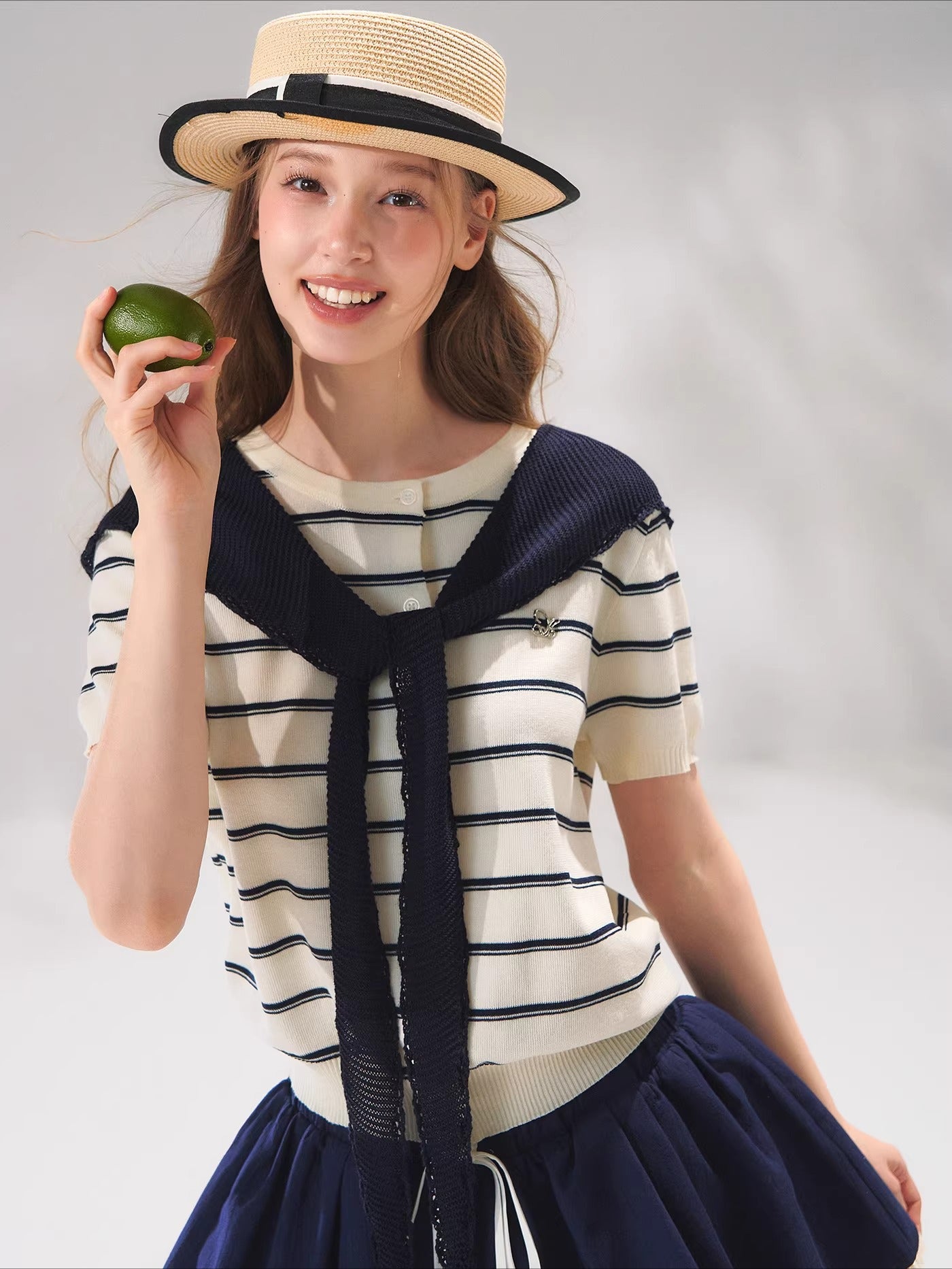Striped Knit Sailor Top