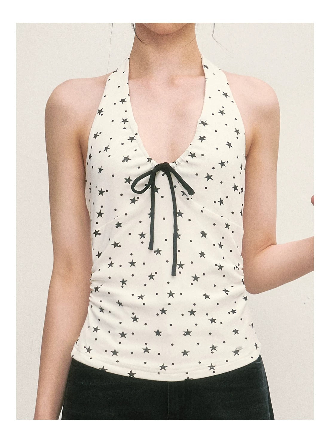 White Star Print Halter Top