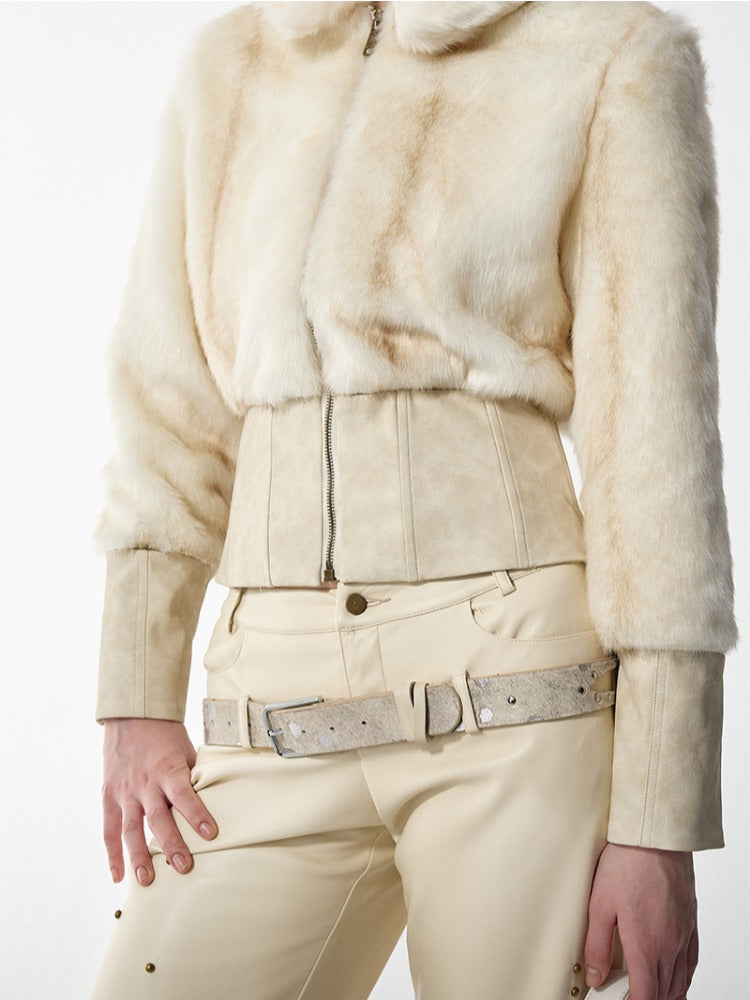 Eco-friendly Slim-Fit Leather Panel Jacket