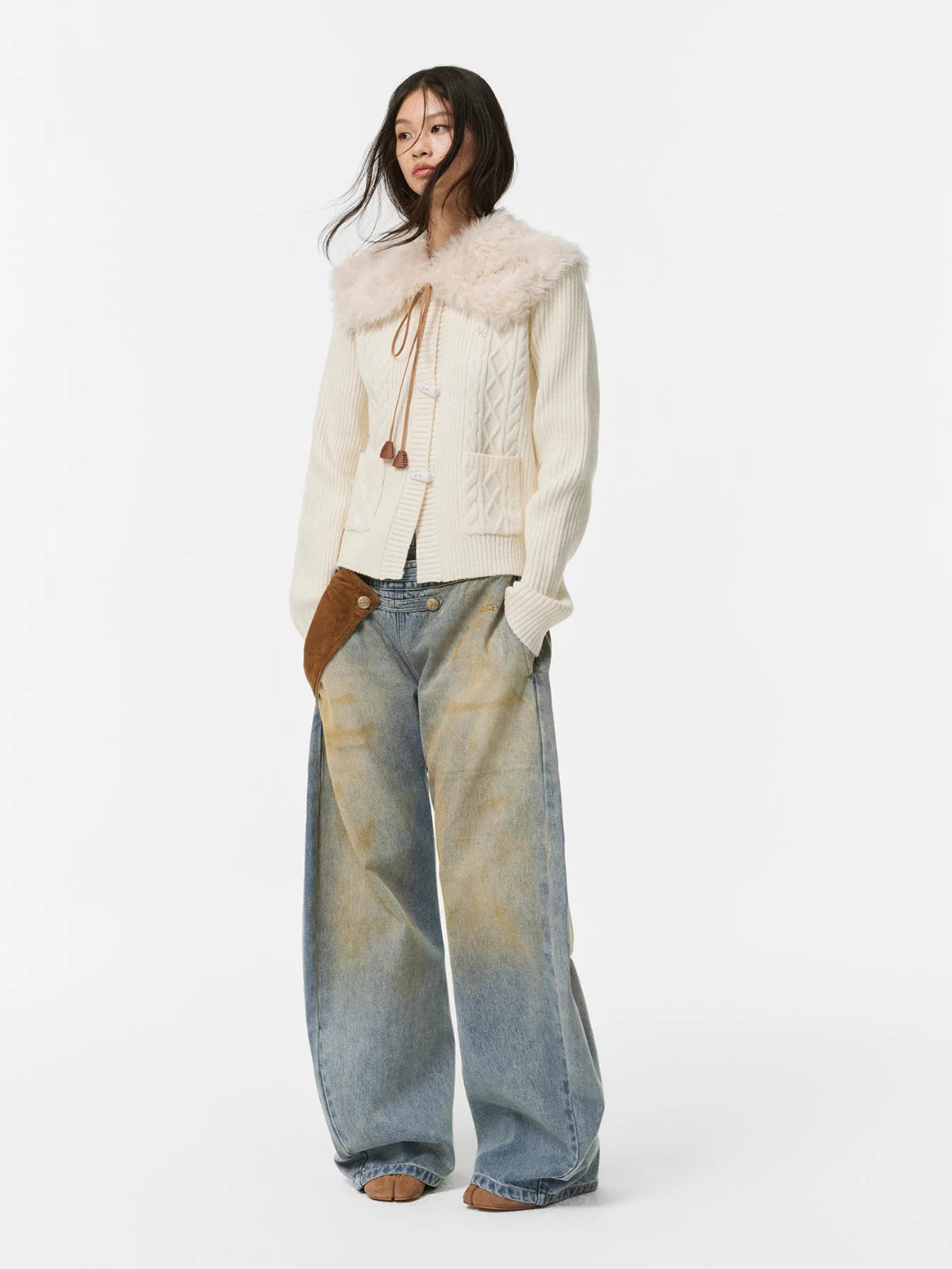 Napoleon Button Low Rise Barrel Jeans