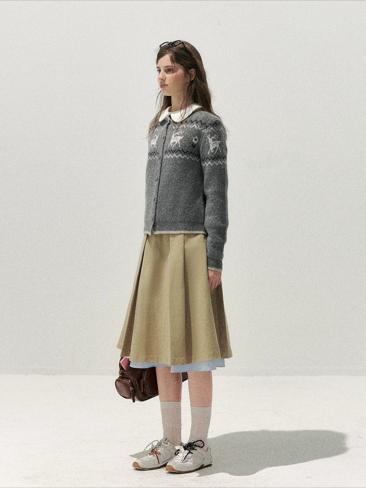 Deer Fair Isle Knit Cardigan