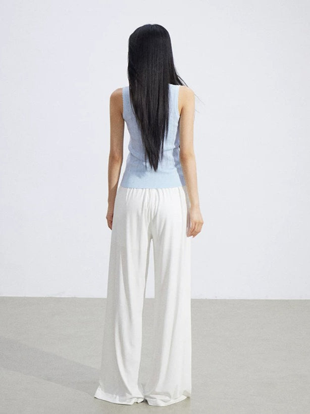 Lace Draped Wide-Leg Pants Set