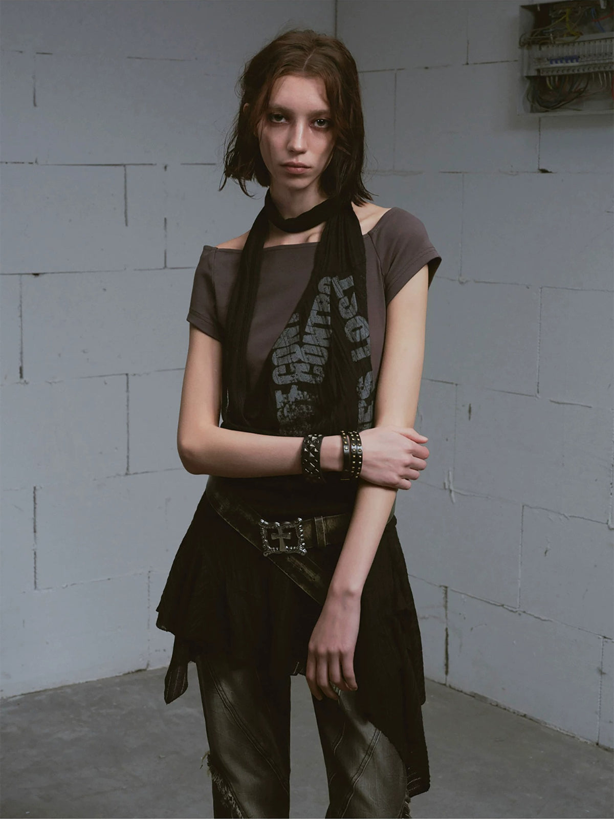 Vintage Scarf Layered Halter Dress