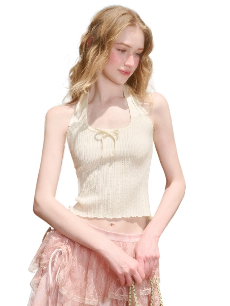 Bow-Halter Knit Camisole