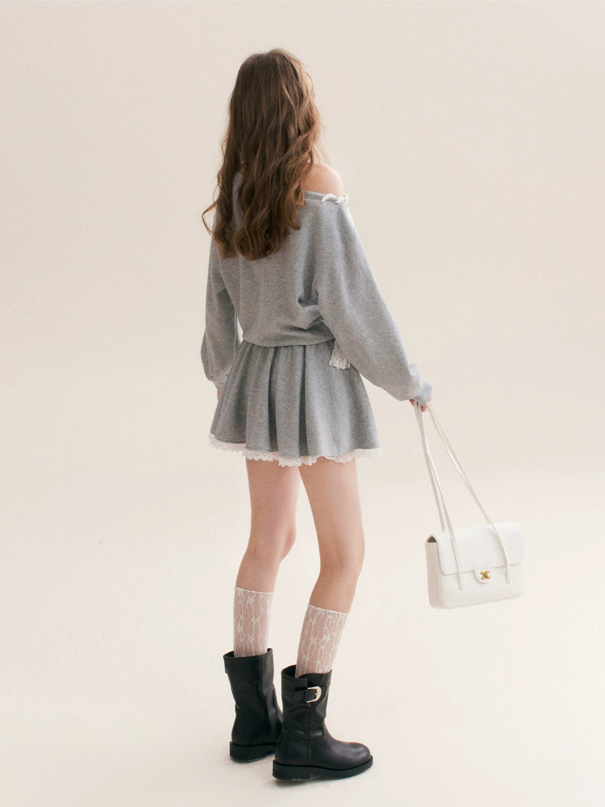 Lace Trim Sweatshirt Dress