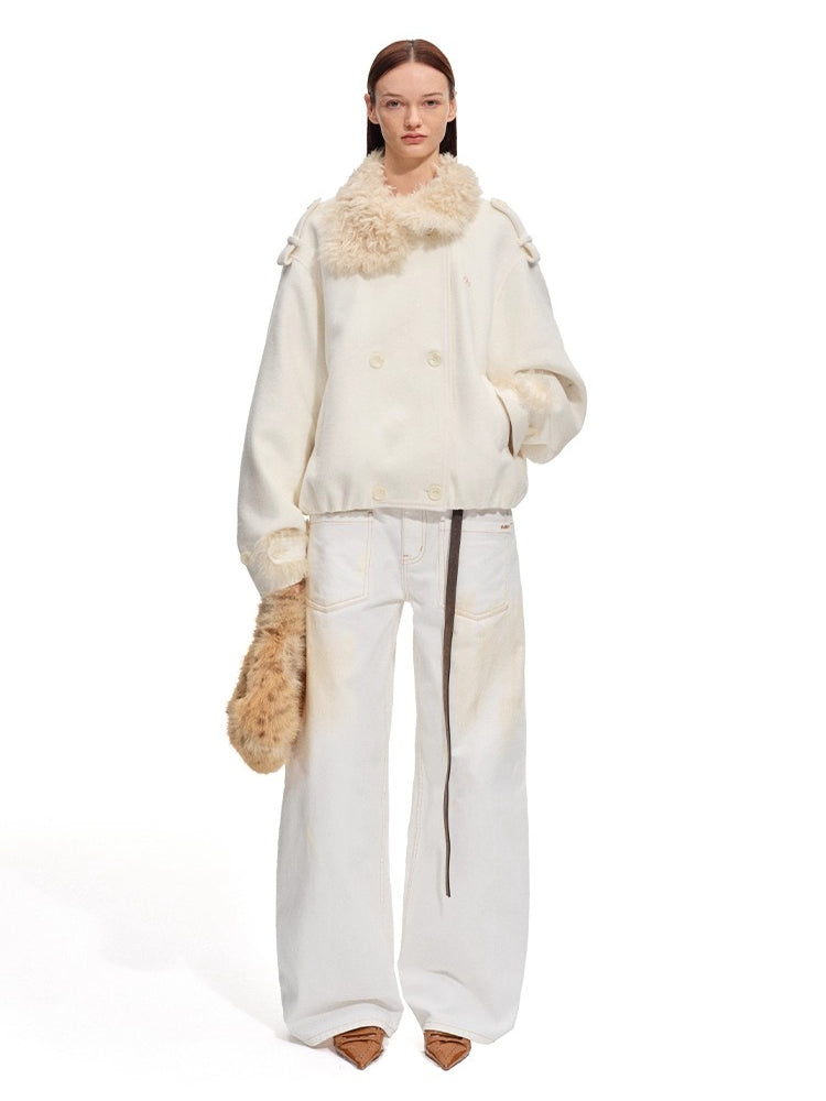 Polar Shearling Collar Wool Jacket
