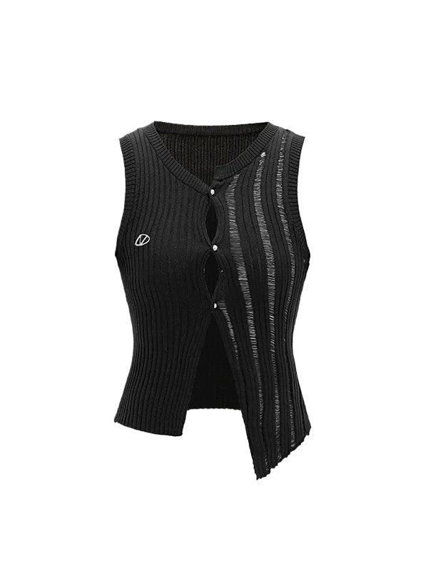 Black Off-set Round Neck Crochet Lace Cardigan