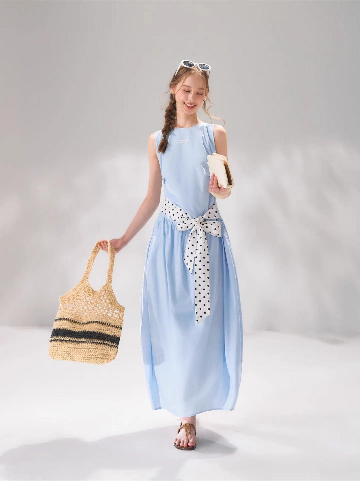 Polka Tie Midi Dress