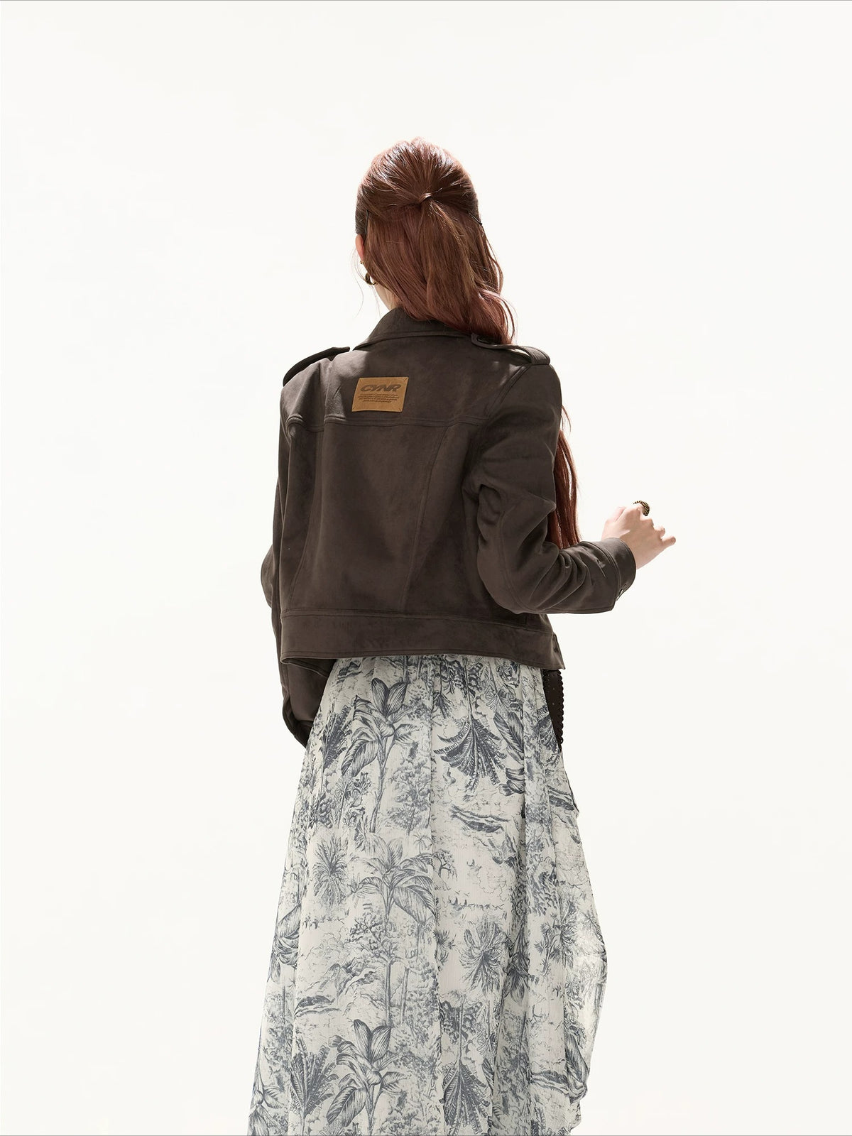 Vintage Suede Collared Cropped Jacket