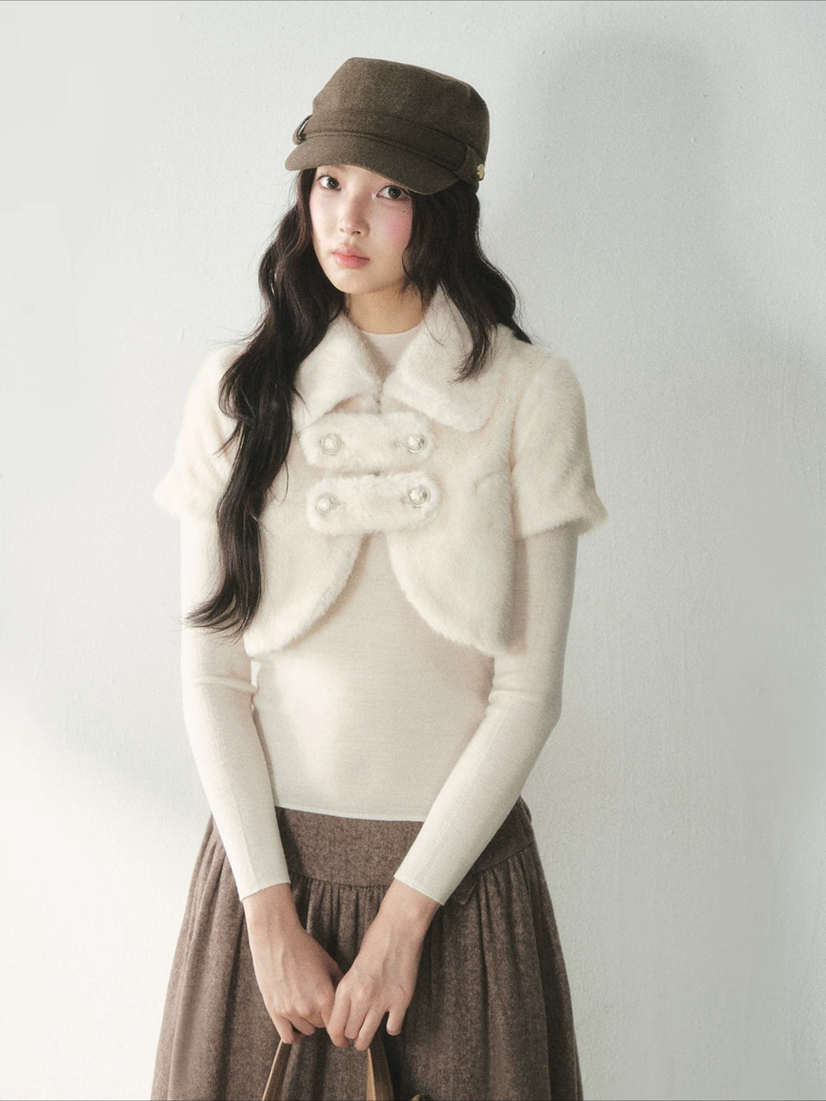 Double-Breasted Faux Fur Jacket