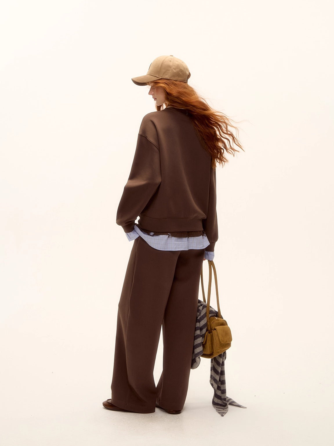 Plaid Trim Sweatshirt Set