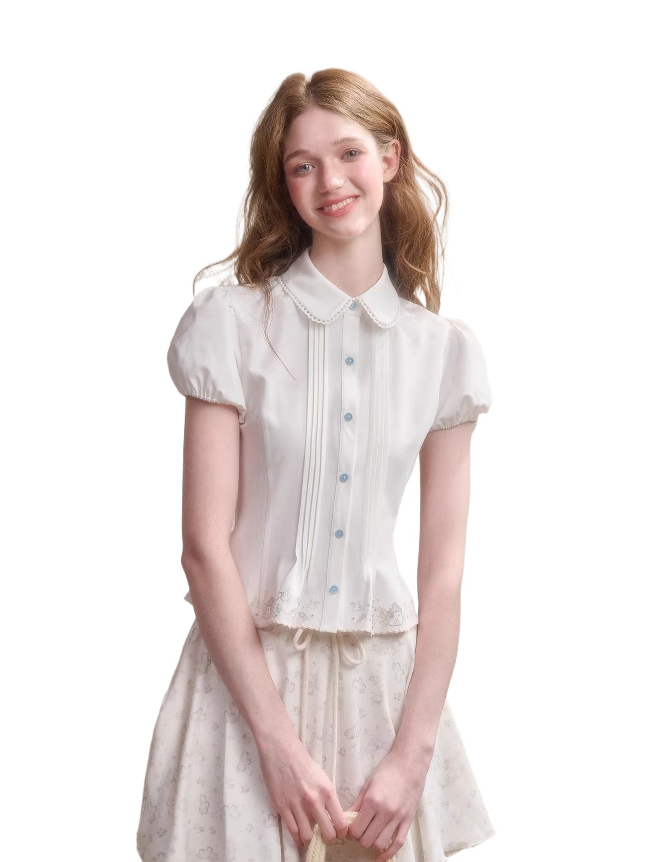 Embroidered Doll Collar Shirt